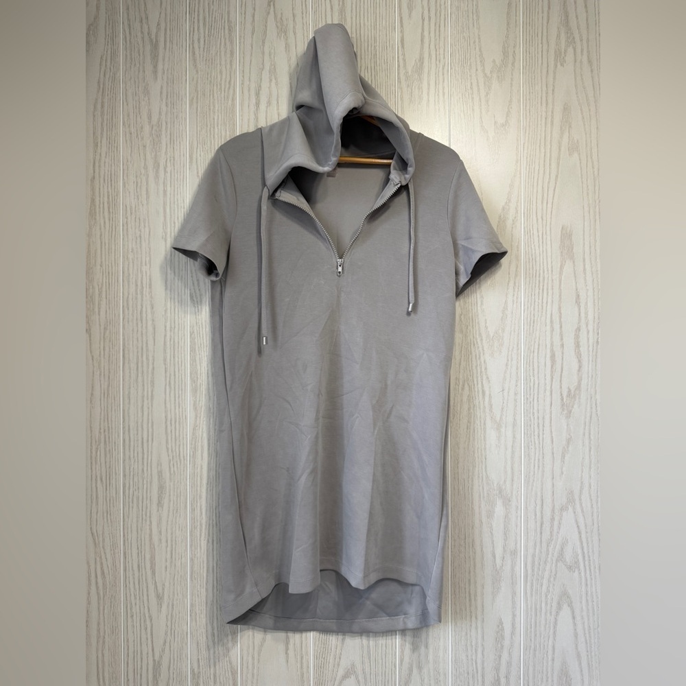 Cable & Gauge Gray Short Sleeve Hoodie Tunic Dress Size L LNC